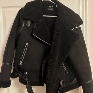 Zara Sherpa Moto Jacket